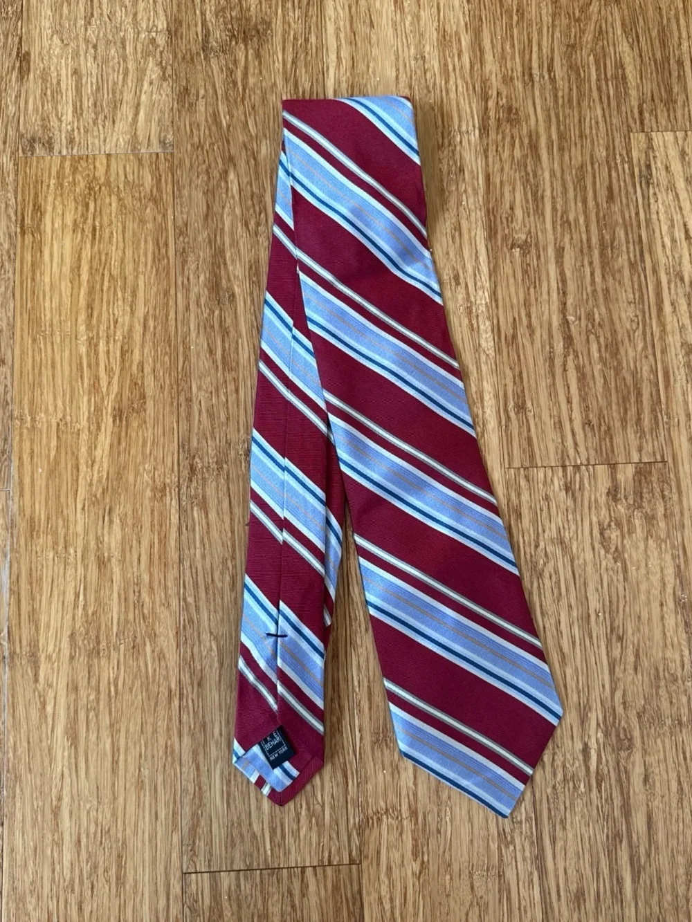 Ike behar NY Classic Burgundy and Light Blue Striped Men's Tie